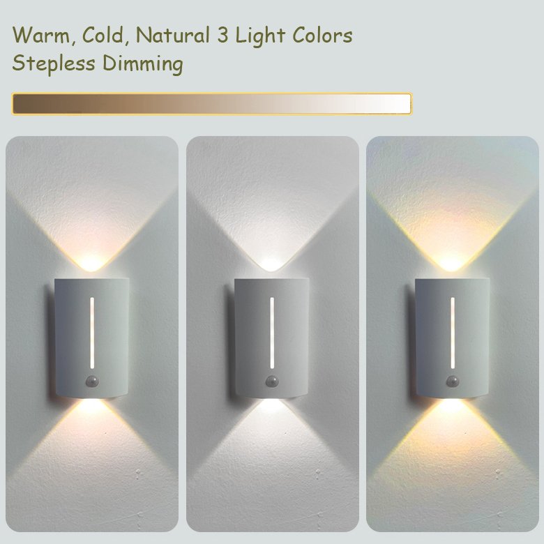 Modern Indoor Lighting up Down 3 Color Dimmable 5v Usb Rechargeable Kitchen Cabinet Closet Wardrobe Led Motion Sensor Light