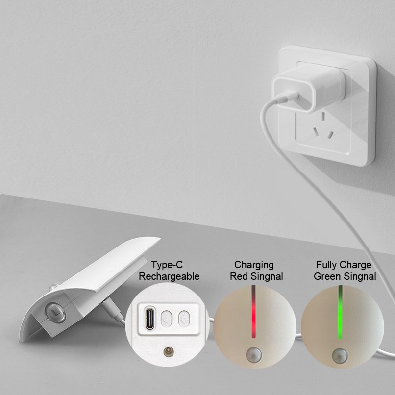 Modern Indoor Lighting up Down 3 Color Dimmable 5v Usb Rechargeable Kitchen Cabinet Closet Wardrobe Led Motion Sensor Light