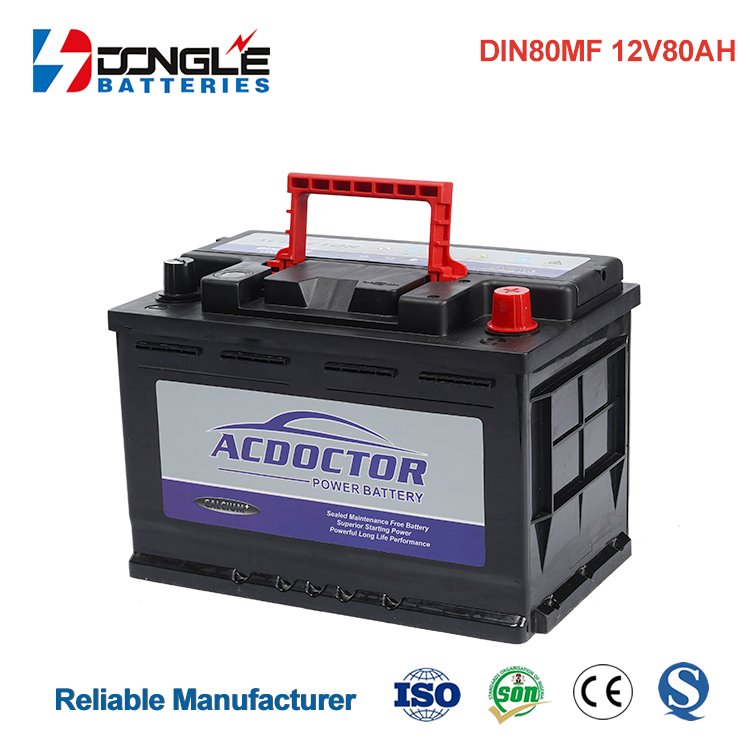 Dongle High Performance SMF 12v 80Ah Car Motorcycles Starting DIN80MF Lead Acid Auto Battery
