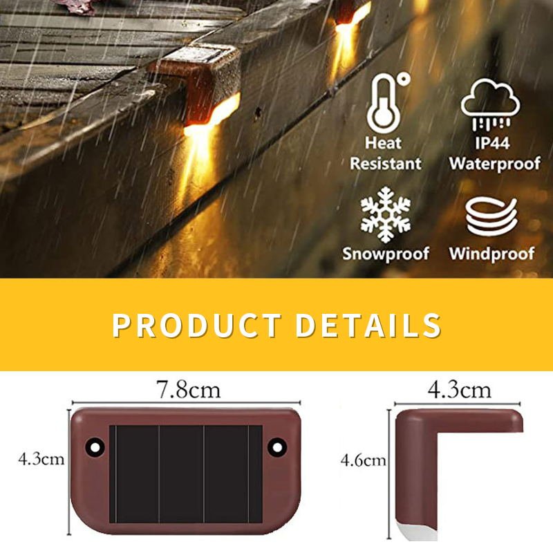 High Quality IP44 ABS Solar Panel Deck Light Battery Powered Waterproof 1 LED DC 1.2V Light for Outdoor Staircase & Garden