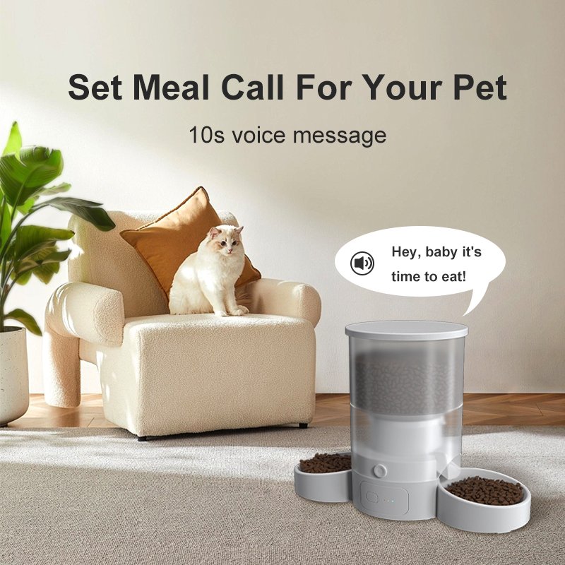 Auto Wifi Tuya Smart Pet Feeder Dog Cat Food Dispenser Stainless Steel Double Food Bowl