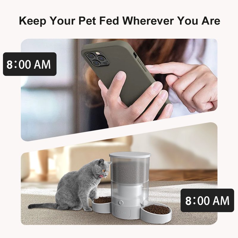 Auto Wifi Tuya Smart Pet Feeder Dog Cat Food Dispenser Stainless Steel Double Food Bowl