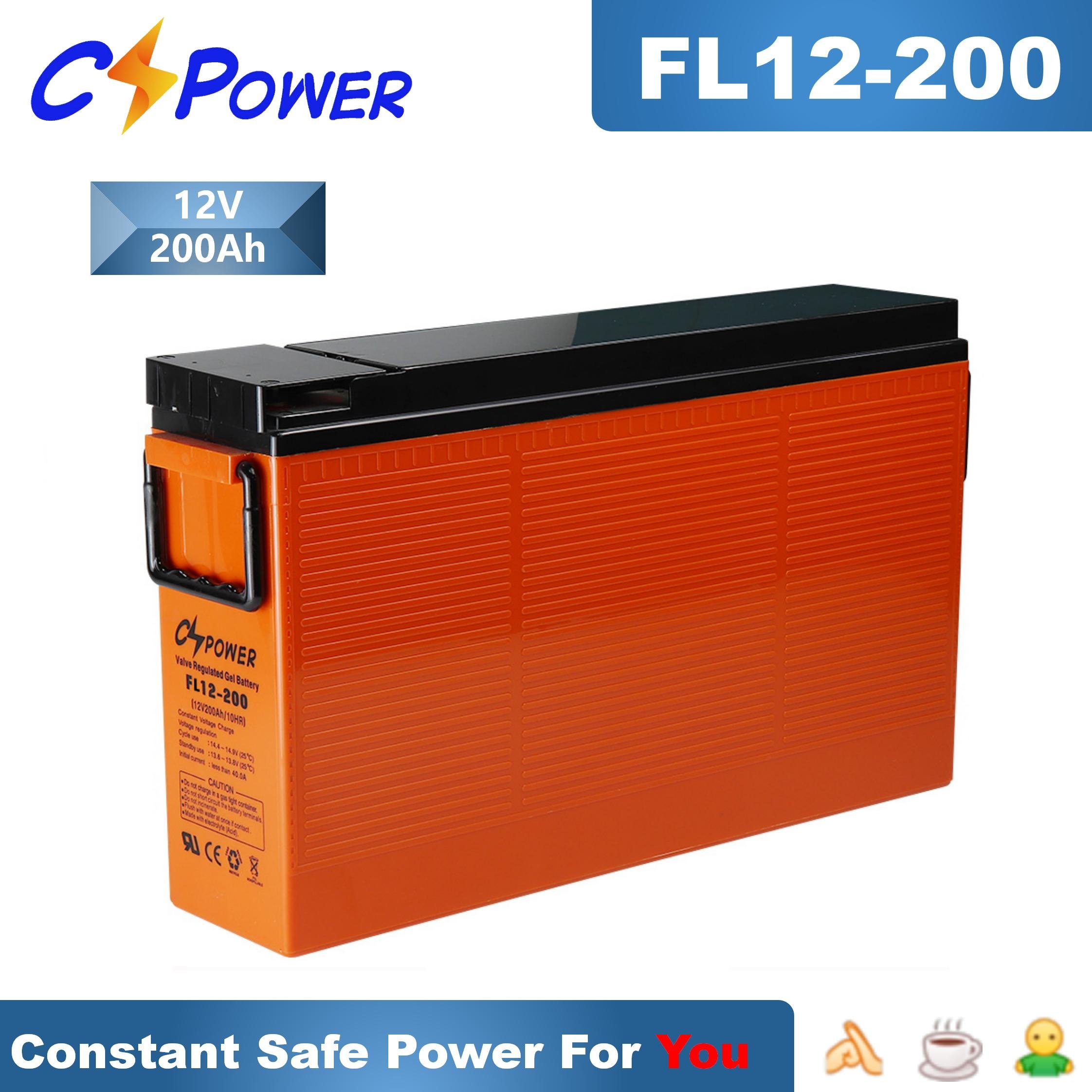 Solar Battery CSPOWER FL12 12V 200Ah Front Terminal Gel Telecom Battery for Solar UPS Systems - Model FL12-200 AH