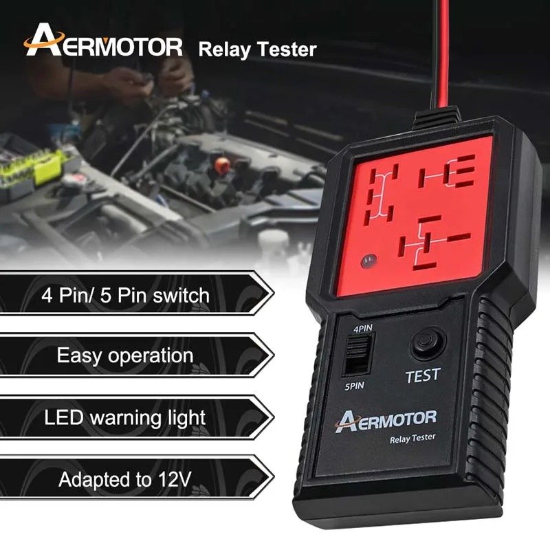 Original Aermotor 12V Car Relay Tester Electronic Automotive Relay Tester Battery Checker Alternator Analyzer Diagnostic Tool