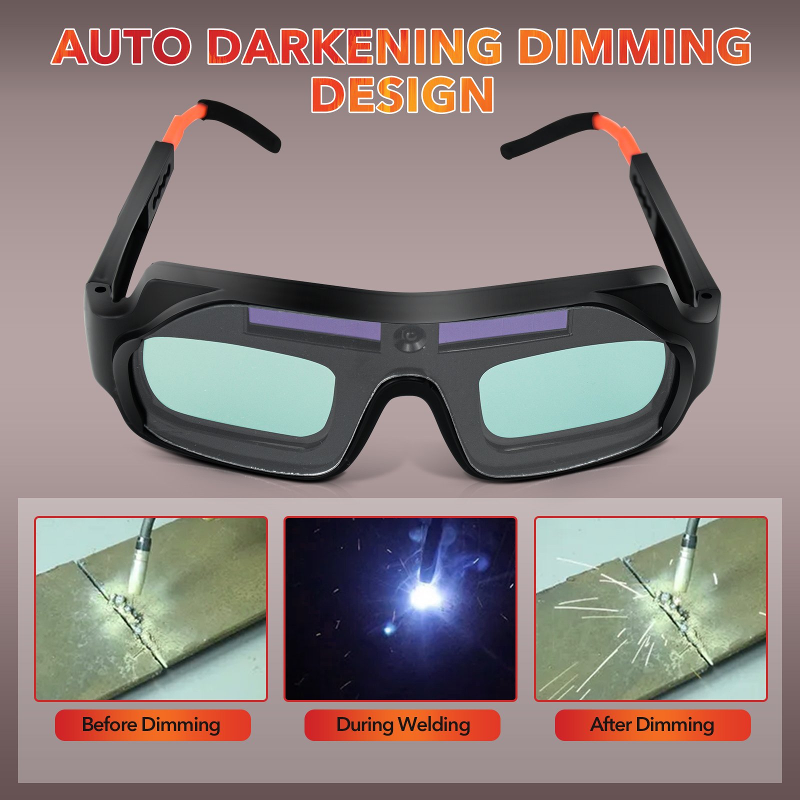 TRQ Factory Wholesale Price Auto Darkening Welding Goggles with Solar Panel Welding Glasses