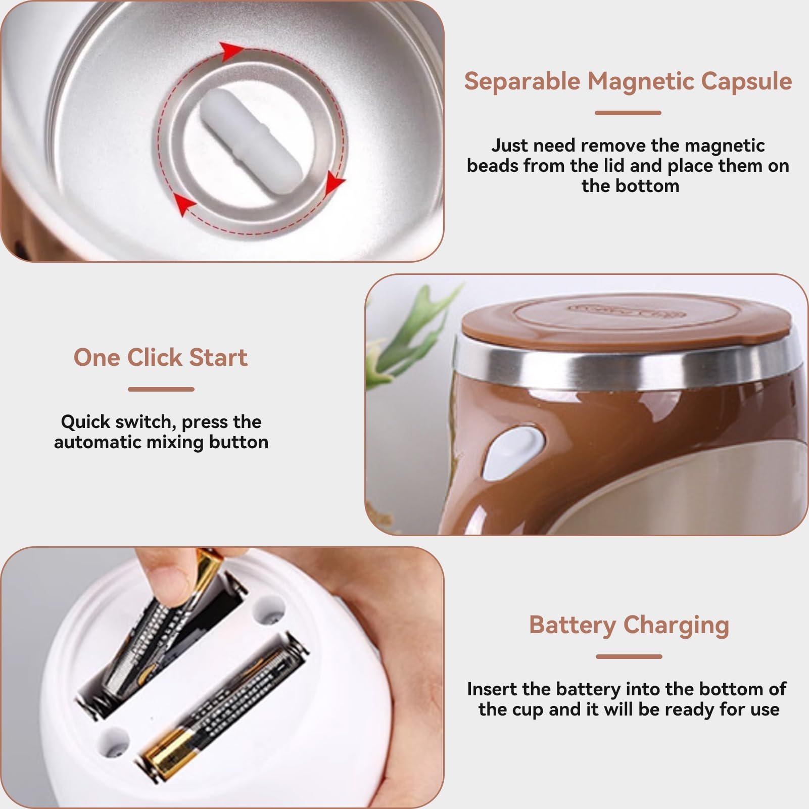 Battery USB Rechargeable Coffee Cup Self Stirring Mug Mixing Coffee Cup Self Stirring Coffee Mug