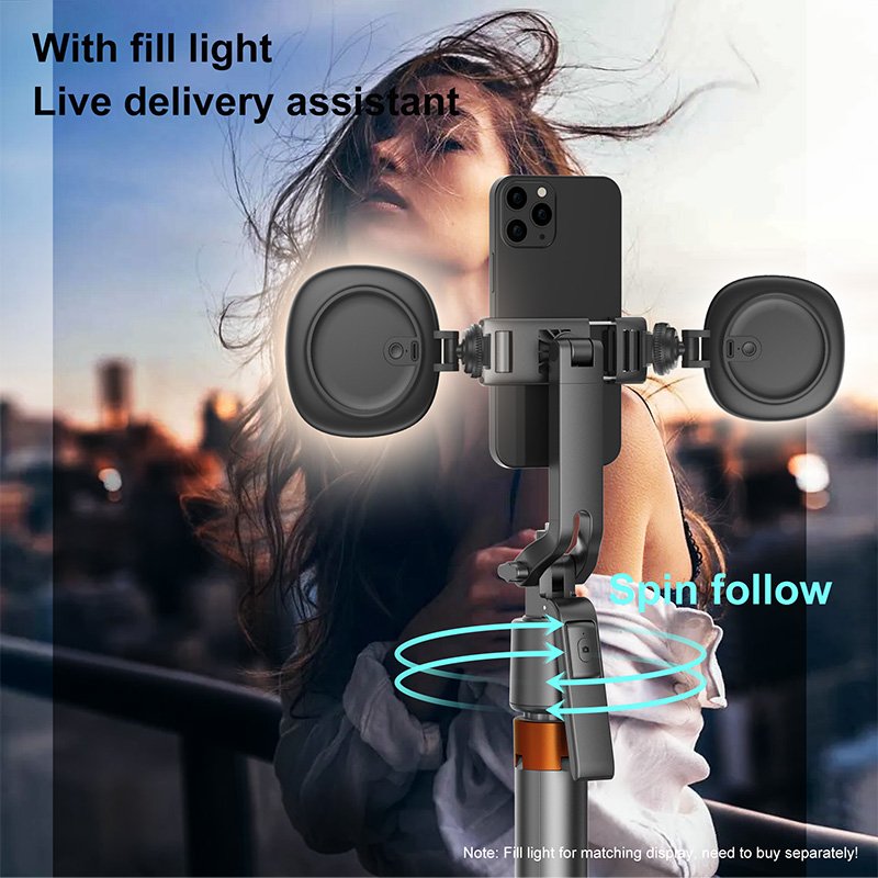 Hot Sales 360° Face Tracking Phone Holder 180CM Tripod Extended Height Rotation with Fill Light Handle Q13 Selfie Stick
