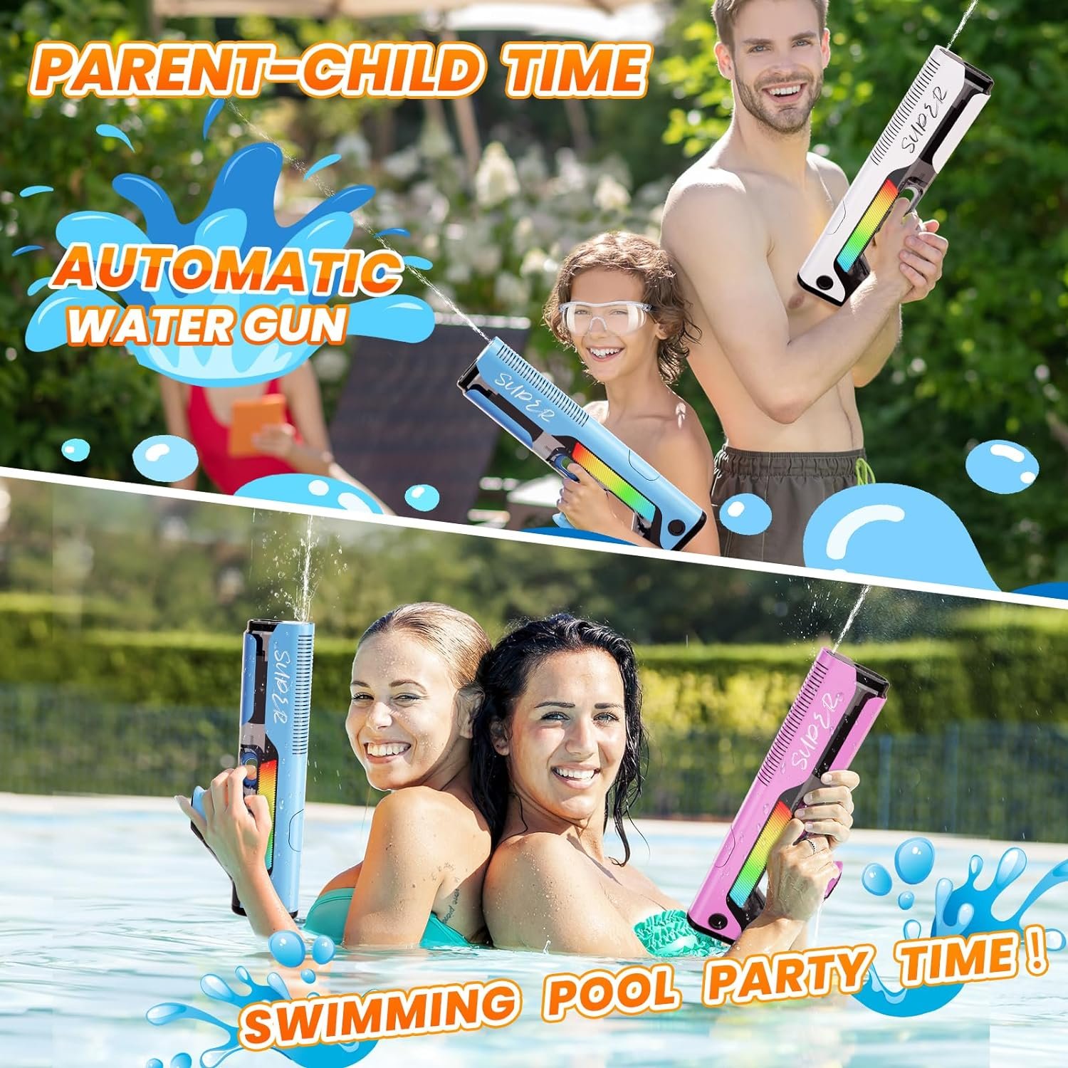 Wholesale Multiple Colors Detachable Battery Electric Water Gun High Capacity Automatic Water Absorption Super Soaker Water Guns