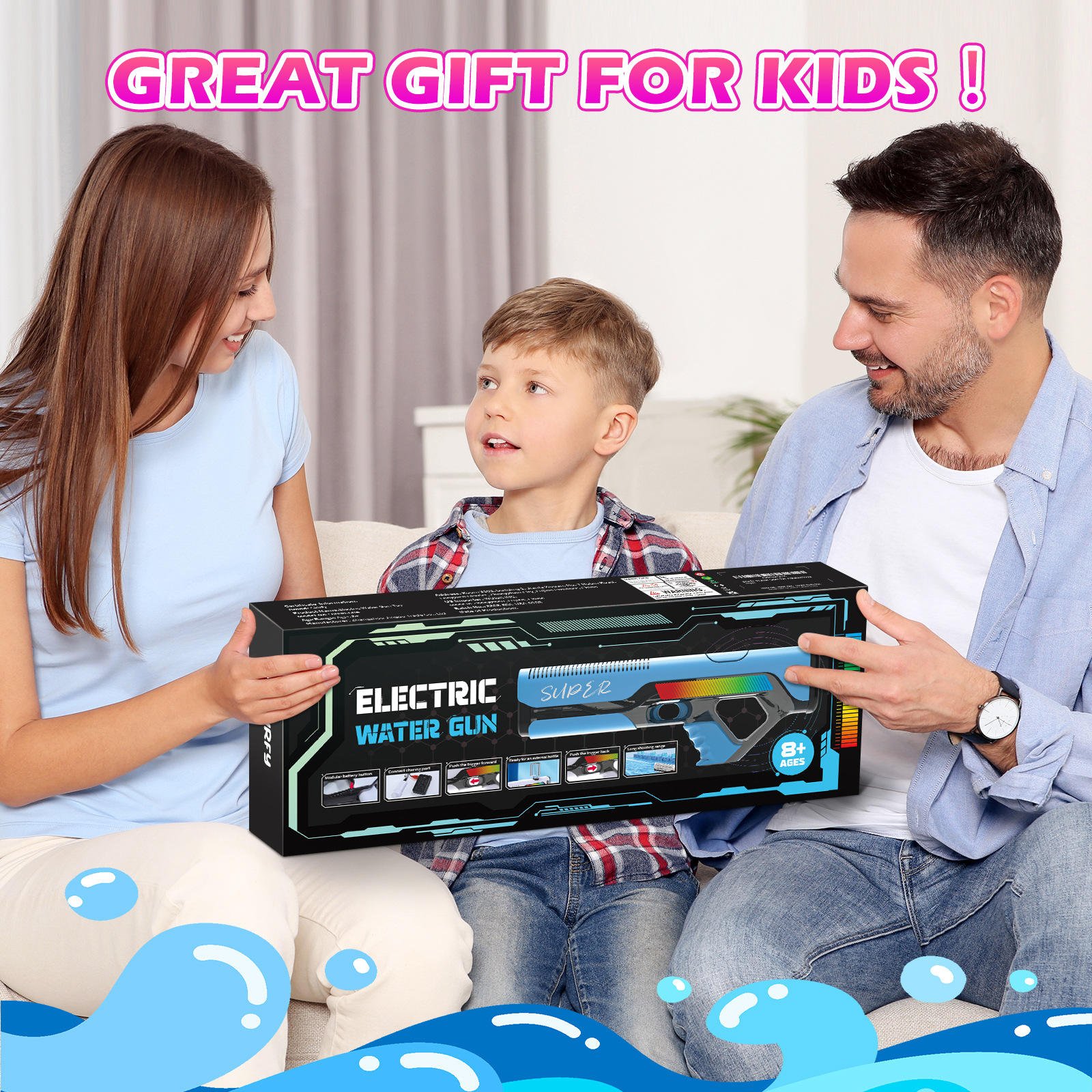 Wholesale Multiple Colors Detachable Battery Electric Water Gun High Capacity Automatic Water Absorption Super Soaker Water Guns