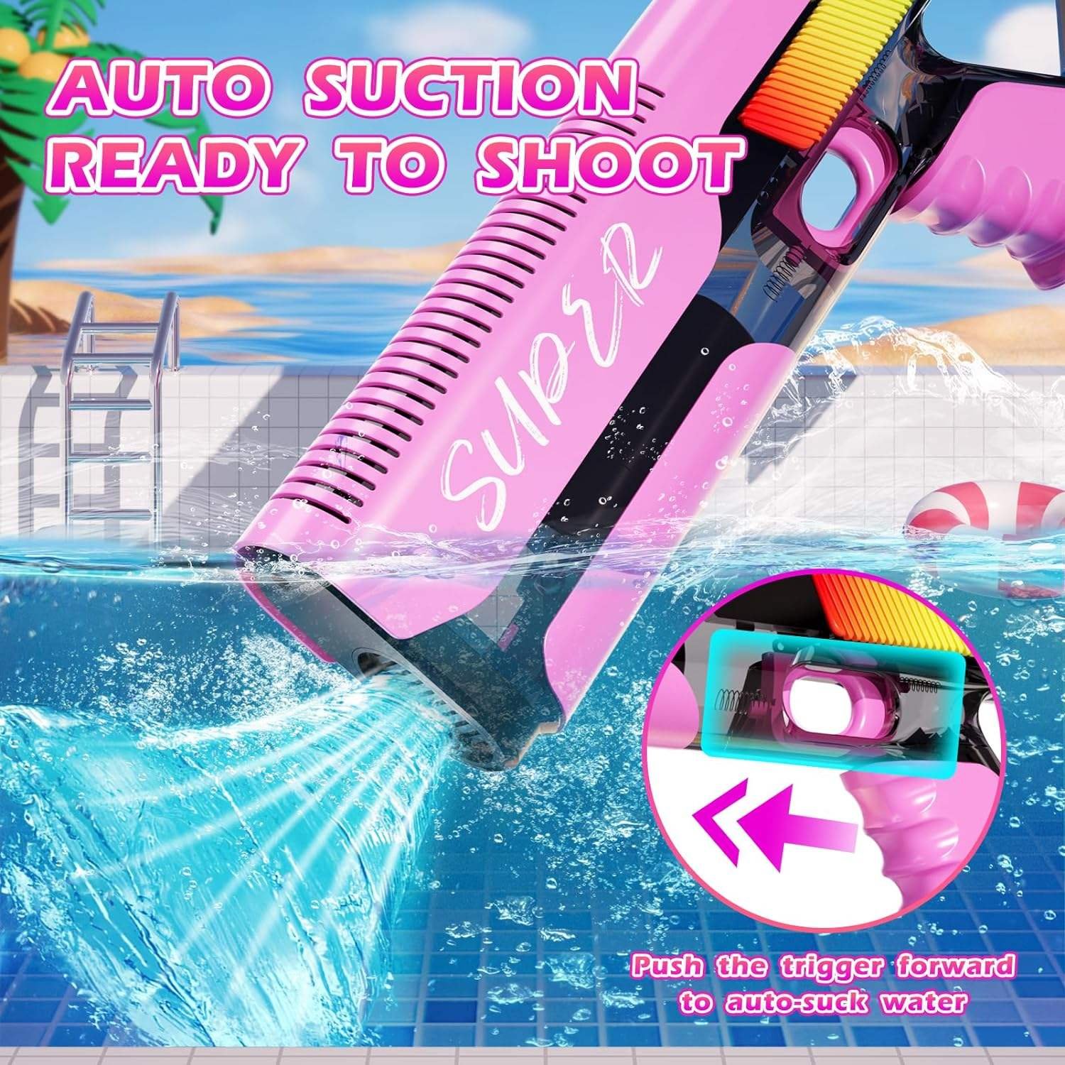 Wholesale Multiple Colors Detachable Battery Electric Water Gun High Capacity Automatic Water Absorption Super Soaker Water Guns