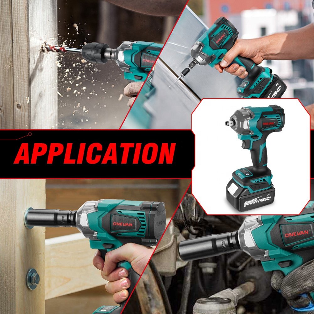 ONEVAN 1200N.M Brushless Electric Impact Wrench 3 Funtion 1/2 Inch Cordless Screwdriver Electric Drill for Makita 18V Battery