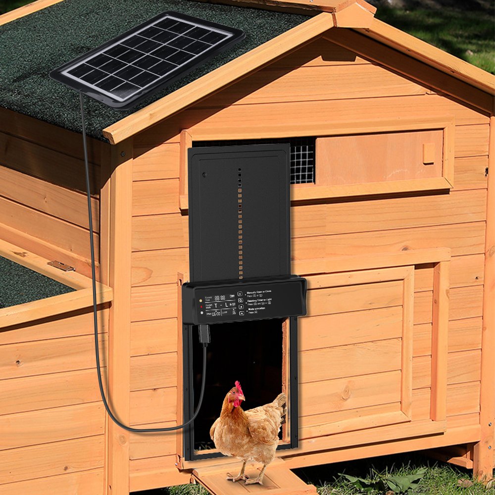 Automatic Chicken Coop Door Solar Powered Opener with Timer and Light SensorAluminum Chicken Coops Door with Remote Control