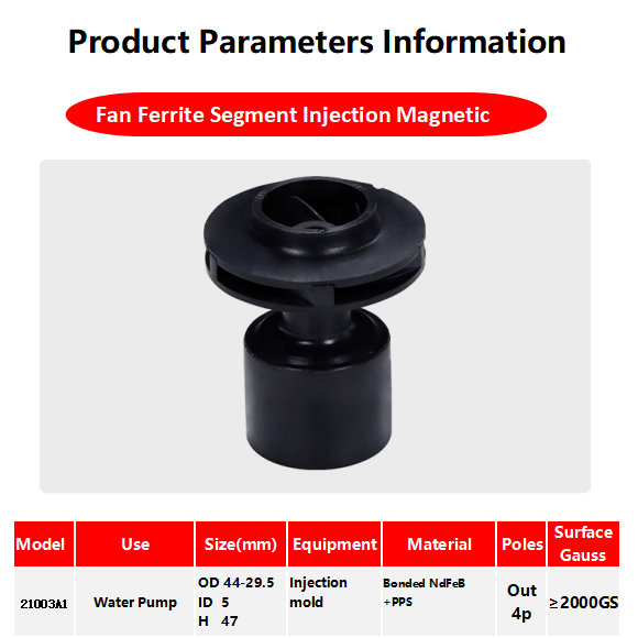 OEM High Quality Car Accessories Injection Molded Ferrite Magnets Rotor for Automobile Impeller Water Pump Bonded NdFeB