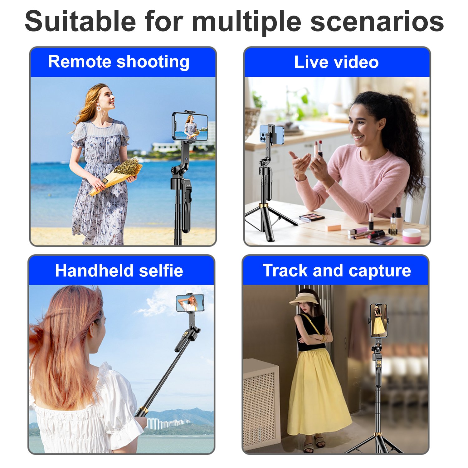 Original Factory 360° Face Tracking Selfie Stick with AI Face Tracking Rotation Stabilization 180CM Extended Height Gimbal CL11