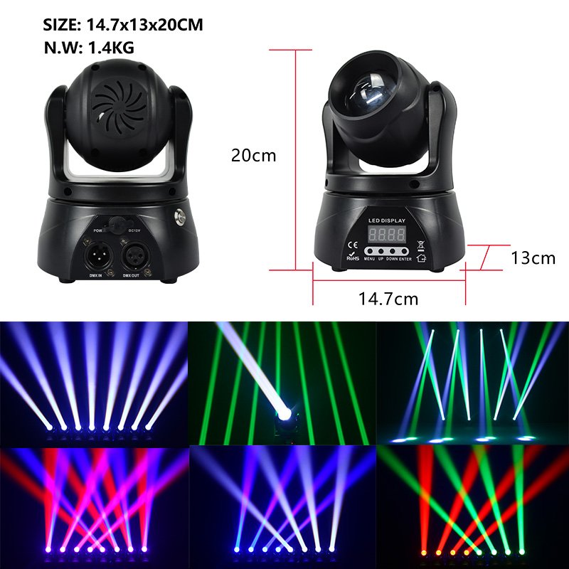 Redsun 40W Battery Powered Moving Head Moving Mini Beam Disco Party Events Light