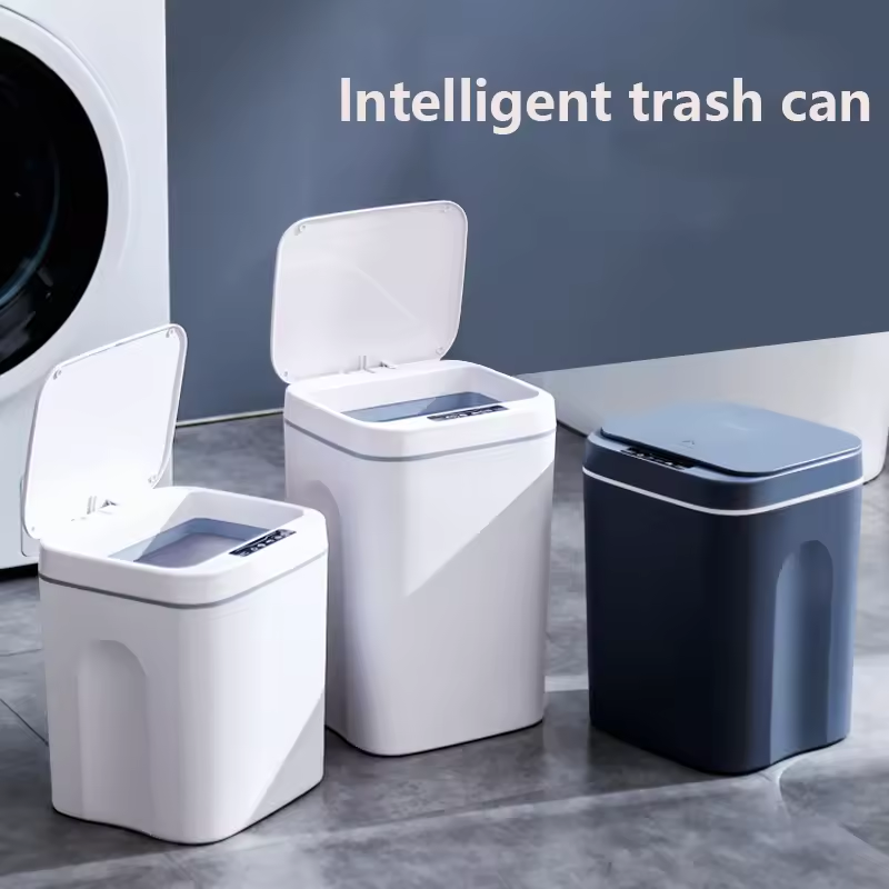 Iintelli Smart Bathroom Automatic Bagging Electronic White Touchless Narrow Sensor Trash Can Garbage Bin Smart Home