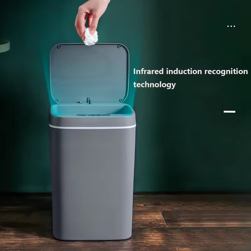 Iintelli Smart Bathroom Automatic Bagging Electronic White Touchless Narrow Sensor Trash Can Garbage Bin Smart Home