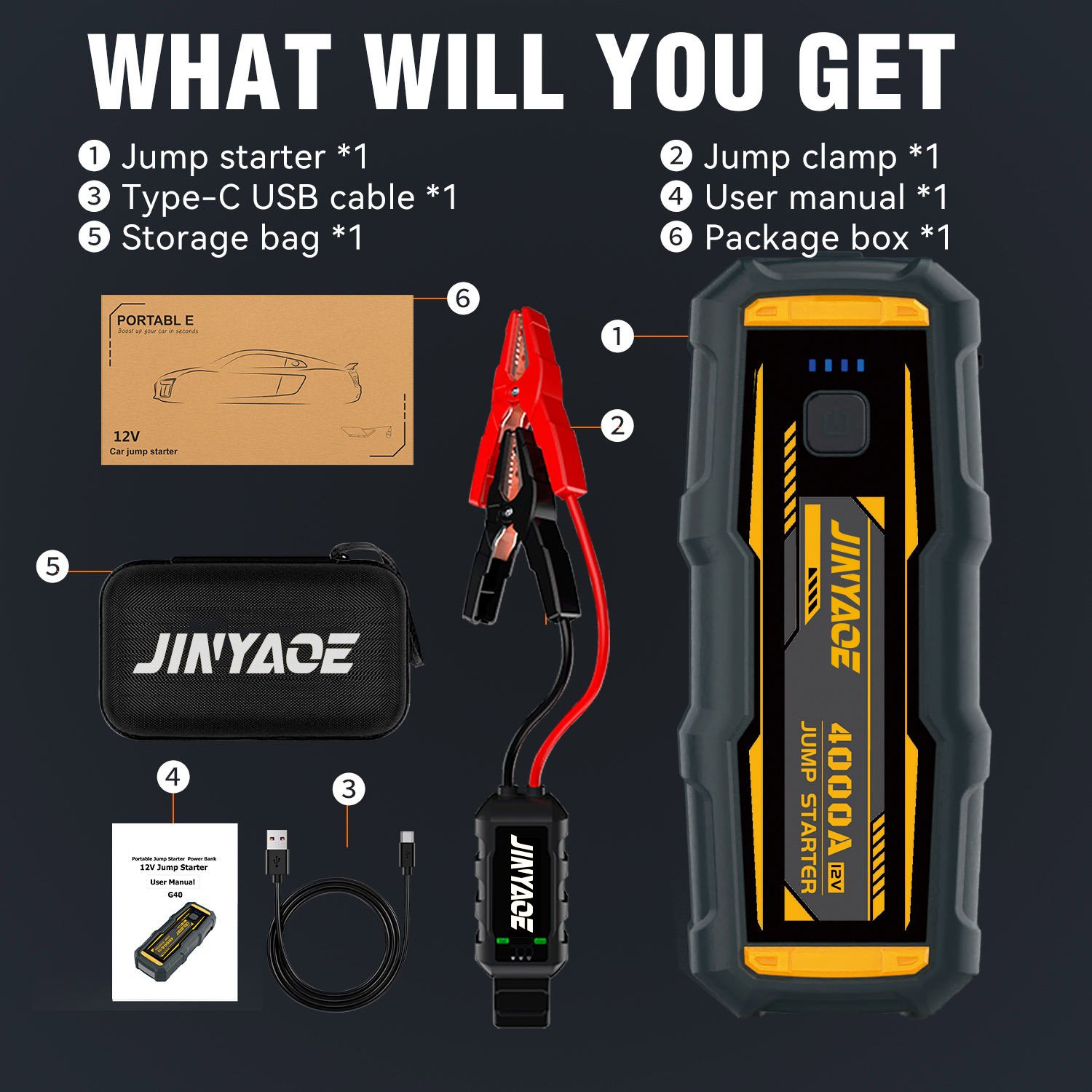 12V 20000mAh High Power Jump Starter Battery Booster Power Bank Multi-Function Portable Lithium Battery Car Jump Starter