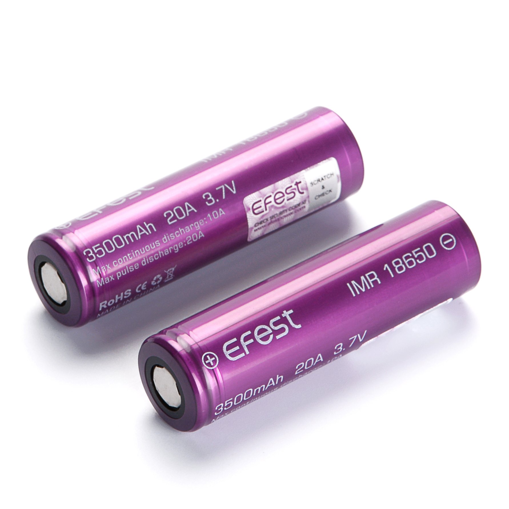 US Stock Efest 18650 2500mah 3000mah 3500mAH 10A Wholesaler Lithium Ion Rechargeable Battery with DDP Shipping