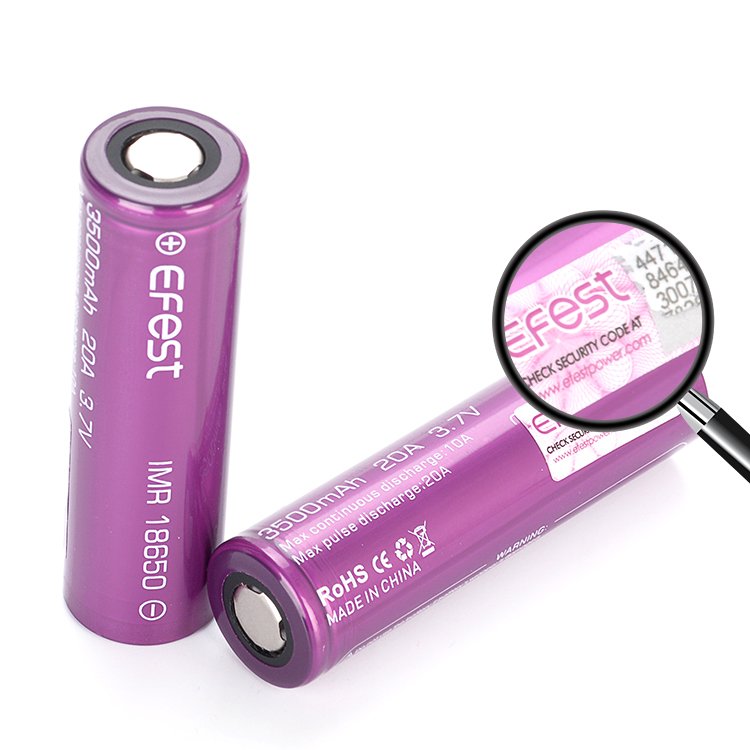 US Stock Efest 18650 2500mah 3000mah 3500mAH 10A Wholesaler Lithium Ion Rechargeable Battery with DDP Shipping