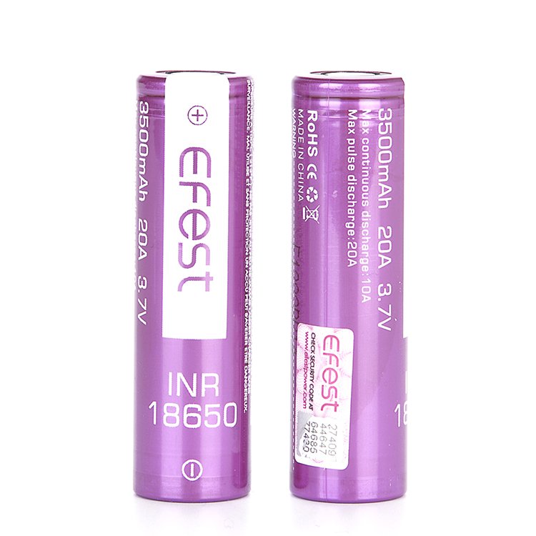US Stock Efest 18650 2500mah 3000mah 3500mAH 10A Wholesaler Lithium Ion Rechargeable Battery with DDP Shipping