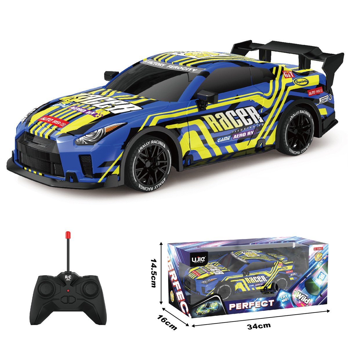 Yubon Wholesale 1:18 Simulation Alloy Model Car Drift Racing Car with Lights Rc Auto 8 Colors Children's Remote Control Car Toy