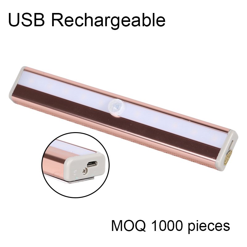 10 Leds Wireless Battery Cabinet Lamp USB Rechargeable Touch Smart PIR LED Rechargeable Motion Sensor Night Light,Night Lamp