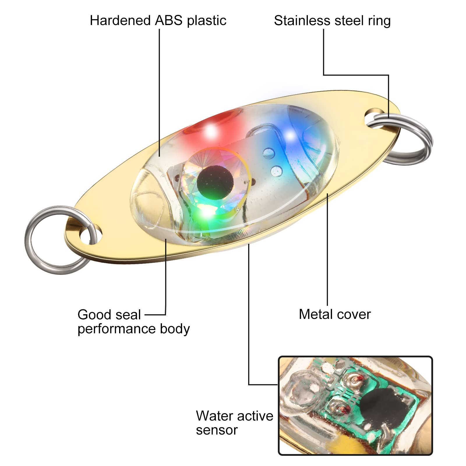 LED Underwater Deep Water Drop Eye Flash Fish Light Spoon Trolling Lure Accessories Diamond Strobe Fishing Light