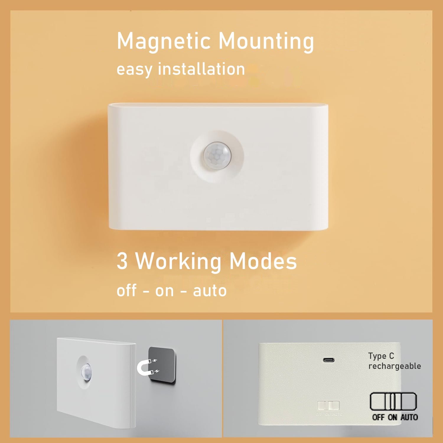 Up Down Dusk to Dawn Motion Sensor Magnetic Mount Rechargeable Night Lights Wardrobe Hallway Kitchen Kids Room Led Cabinet Light