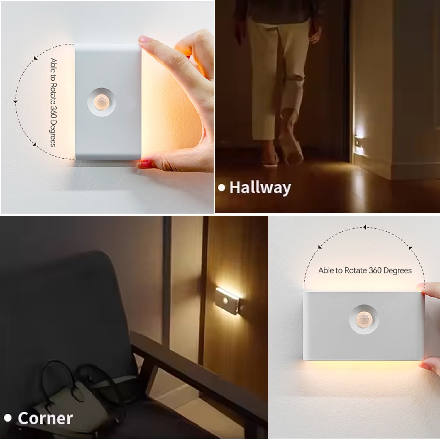 Up Down Dusk to Dawn Motion Sensor Magnetic Mount Rechargeable Night Lights Wardrobe Hallway Kitchen Kids Room Led Cabinet Light