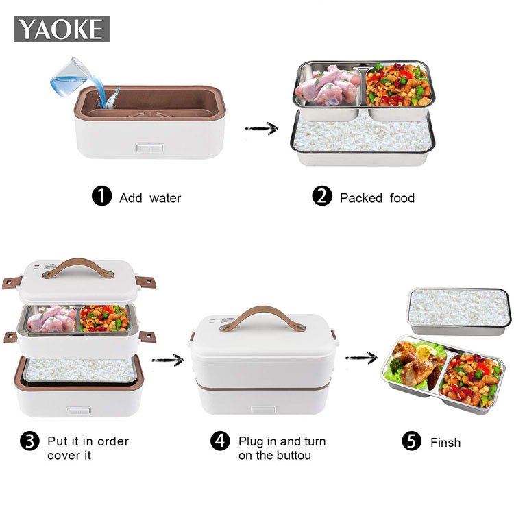 Custom Logo Cordless Battery Powered Heating Food Warmer Electric Portable Lunch Box