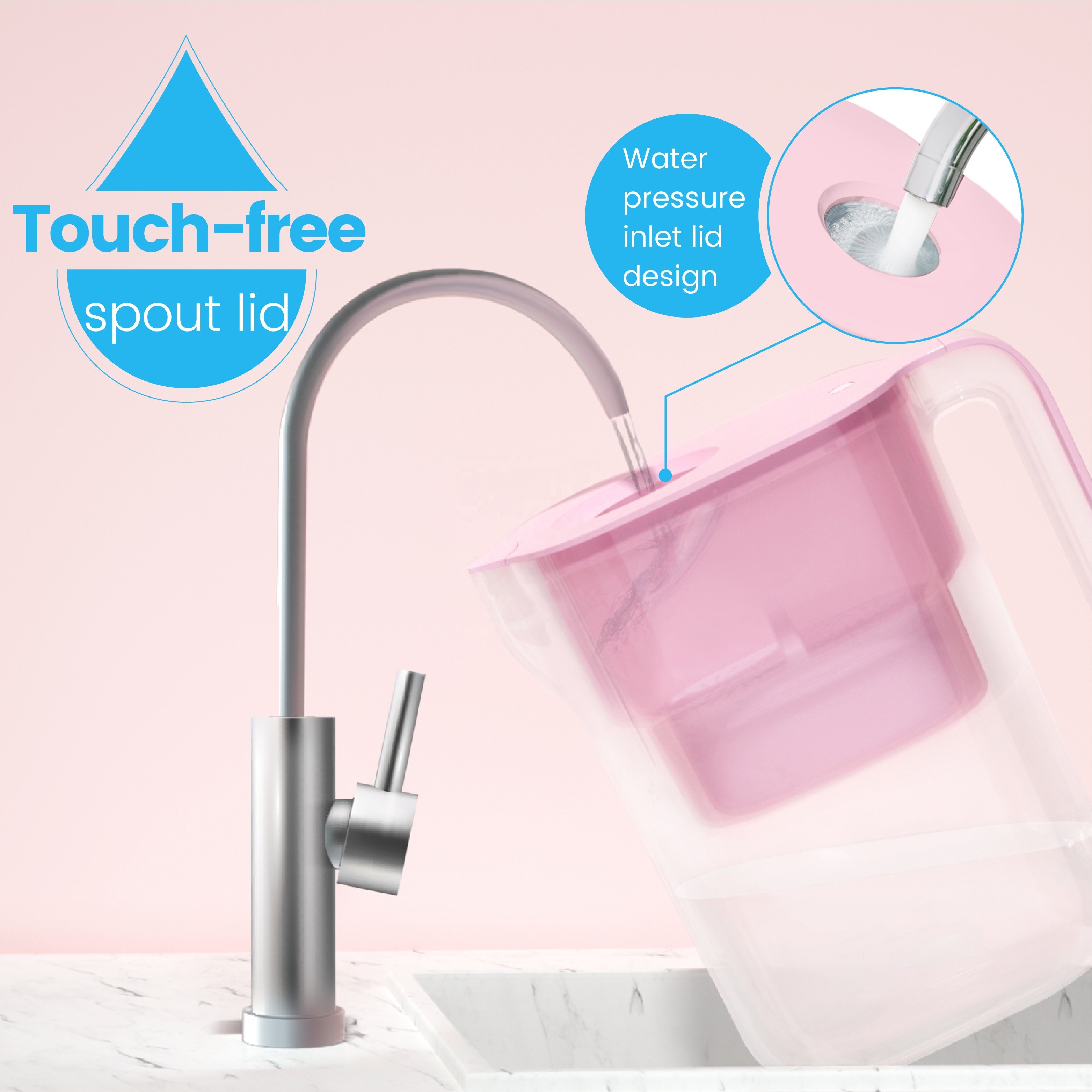 Household Countertop Alkaline Water Filter Pitcher Healthy Drinking Zerowater Alternative Water Purifier Jug