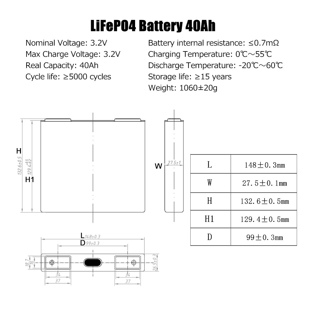 Factory Lishen 3.2v 40ah 6C Lifepo4 Battery DIY for Car Audio Auto Lithium Hot Sell USA Italy EU Warehouse High Dicurrent