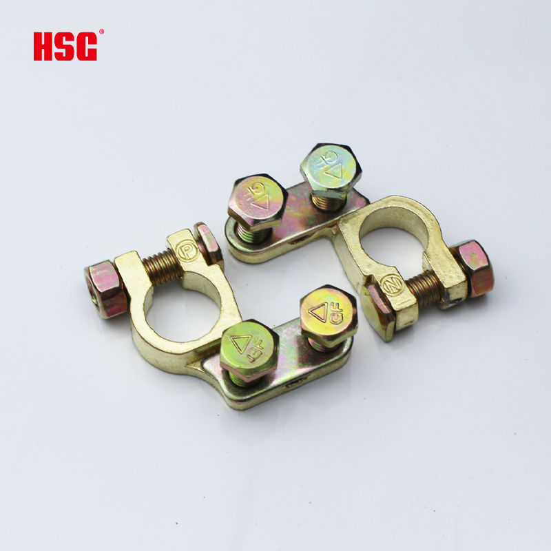 Factory Direct Sales Battery Terminal Clamps, Aluminum Alloy Battery Terminals Brass Plated Automotive