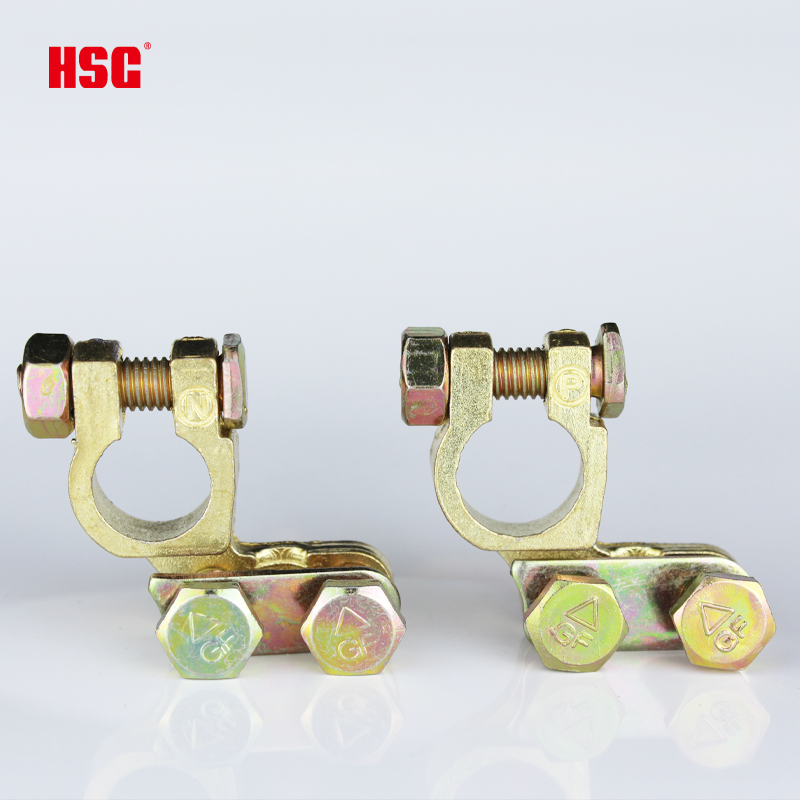 Factory Direct Sales Battery Terminal Clamps, Aluminum Alloy Battery Terminals Brass Plated Automotive