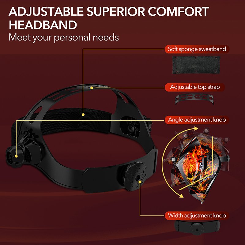 TRQ True Color Solar Auto Darkening Welding Helmet, Wide Shade 4/5-9/9-13 for TIG MIG ARC Welding Headcover Helmet