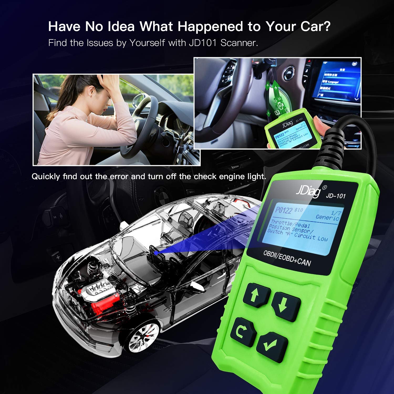 Dwell Angle Code Reader Scan Alternator Tester Tool for Universal Car