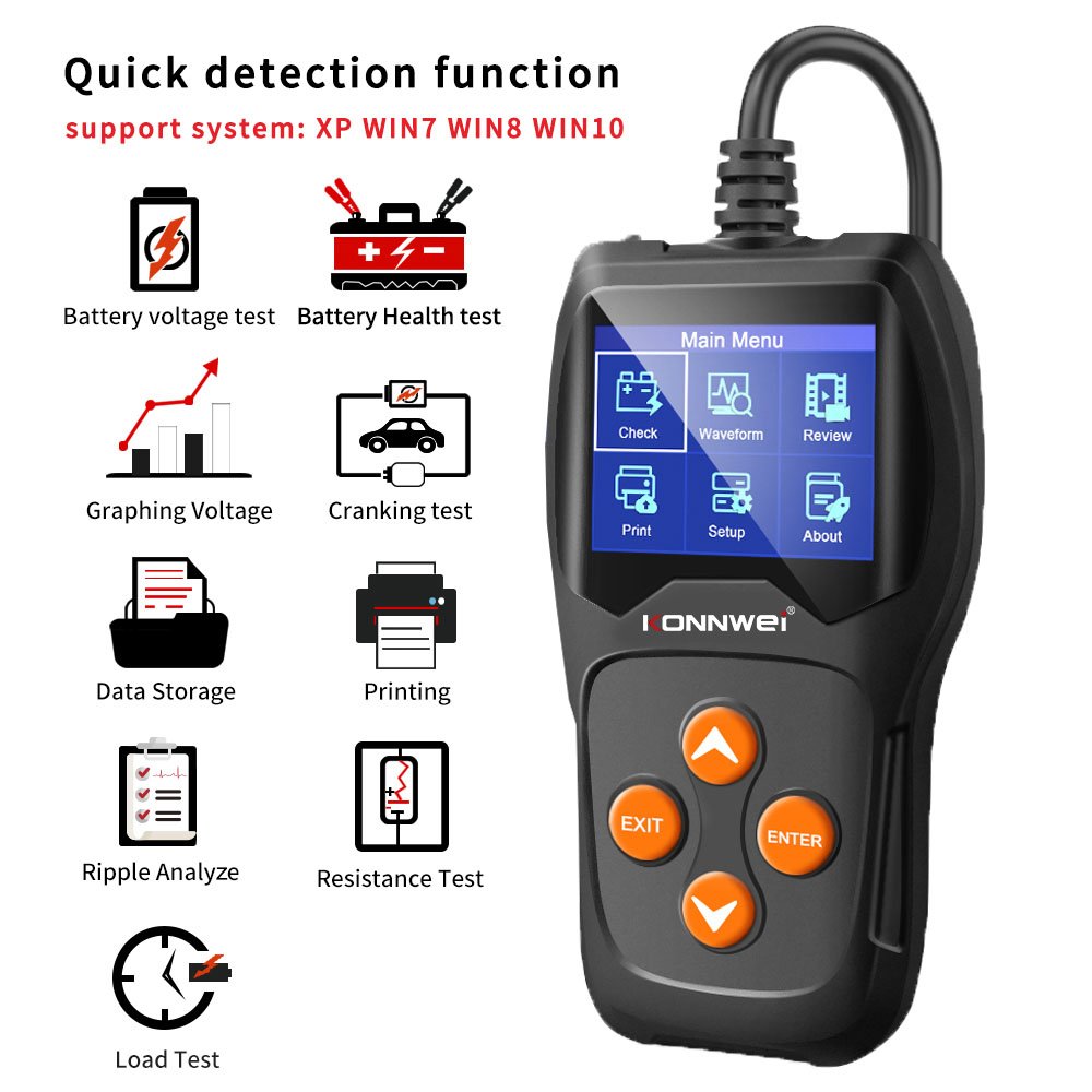Factory Direct Konnwei KW600 Car Battery Tester for 12V Lead Acid Batteries for Car Usage