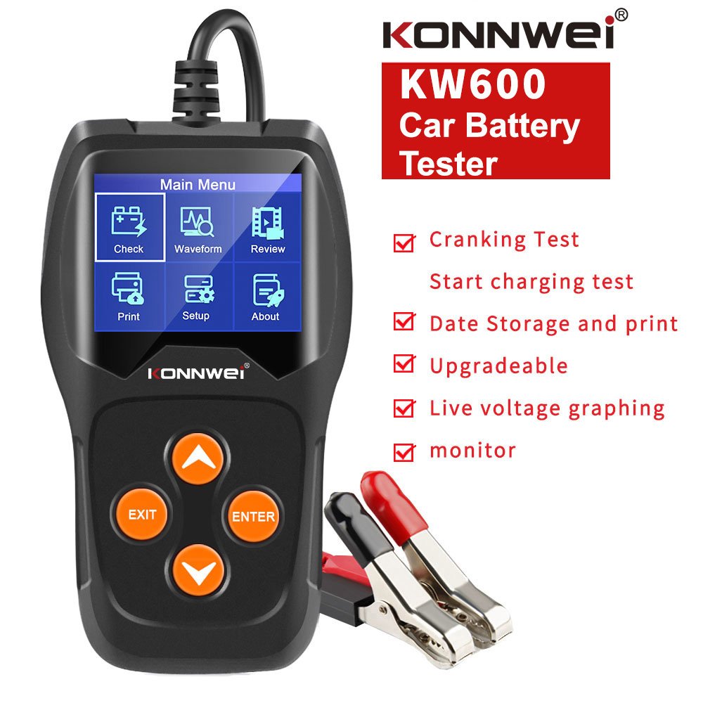 Factory Direct Konnwei KW600 Car Battery Tester for 12V Lead Acid Batteries for Car Usage