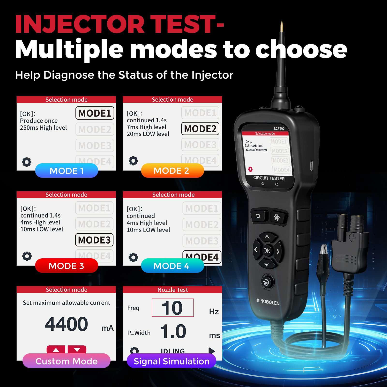 Kingbolen New ECT600 Auto Circuit Tester 12V/24V Car Battery Tester With Clean Function Electric Power Auto Scanner