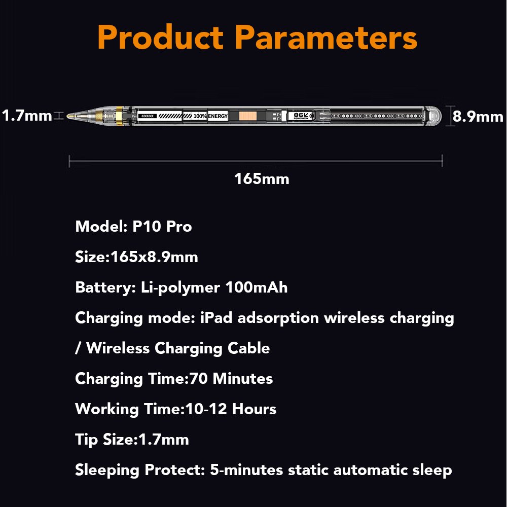 Transparent Design Wireless Adsorption Charging Stylus Pen Auto Sleep for Ipad Active Stylus