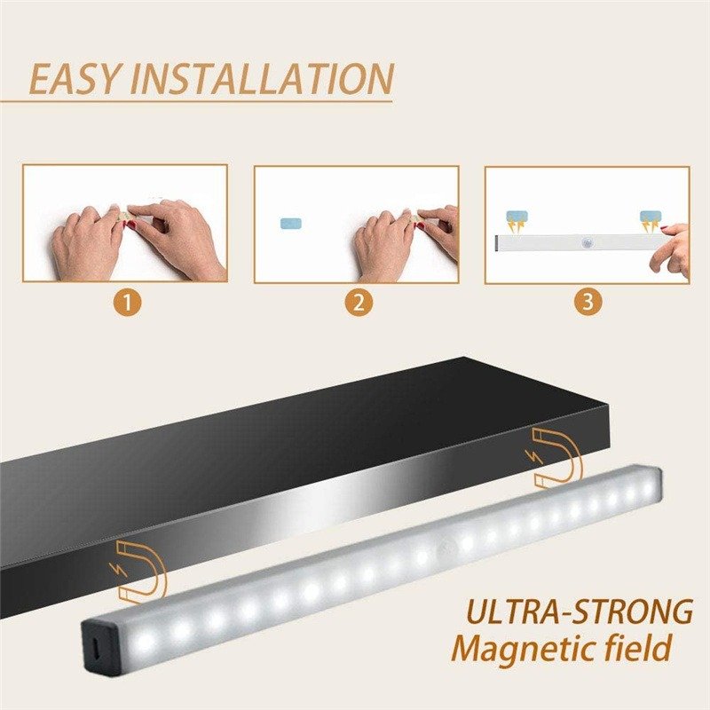 Battery bar Magnetic Motion Sensor Light Indoor Lighting Human Body Induction Lamps for the Kitchen Under the Cabinet