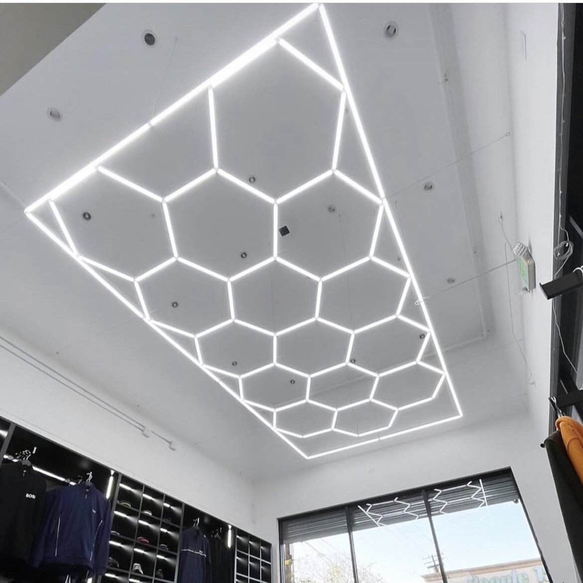 6500K Hexagonal Garage Led Light Honeycomb Ceiling Light Grid Led Light Garage for Auto Detailing Working Lamp