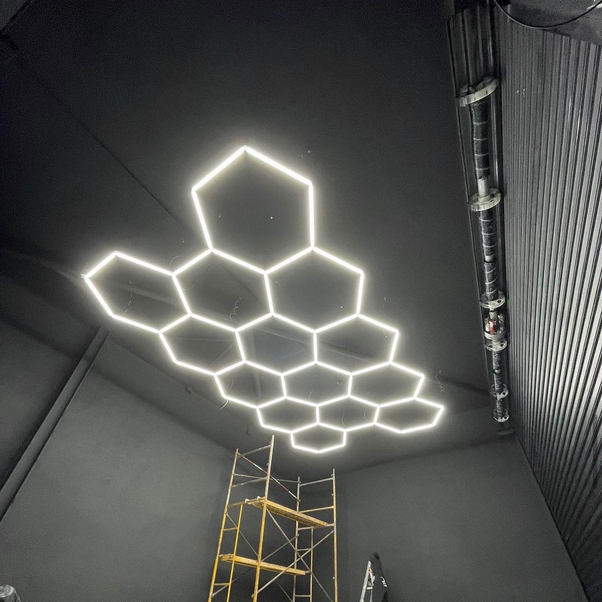 6500K Hexagonal Garage Led Light Honeycomb Ceiling Light Grid Led Light Garage for Auto Detailing Working Lamp