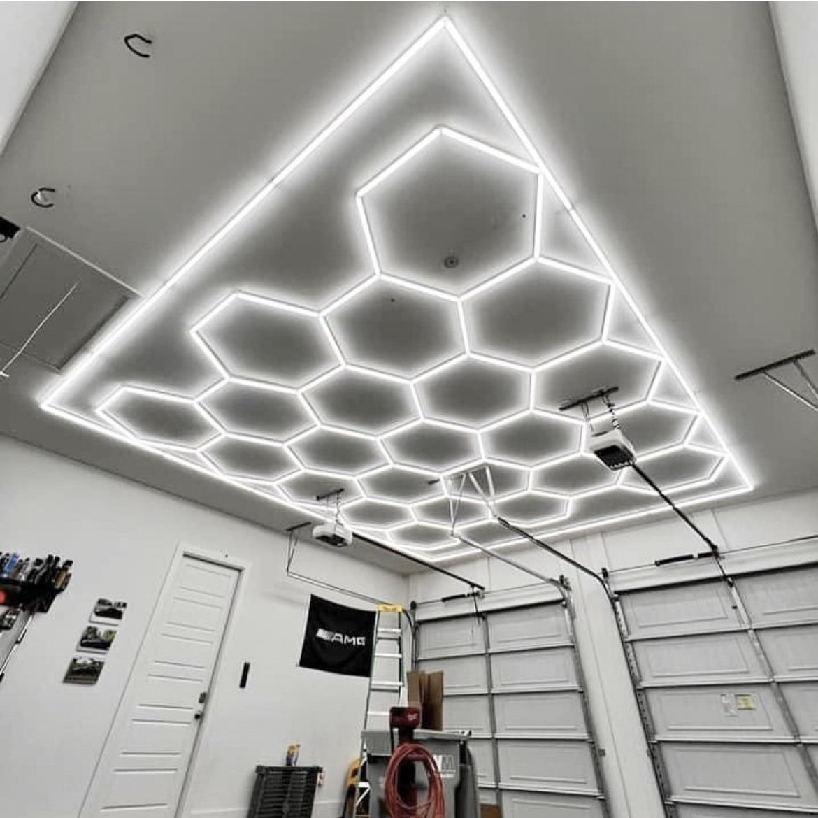 6500K Hexagonal Garage Led Light Honeycomb Ceiling Light Grid Led Light Garage for Auto Detailing Working Lamp