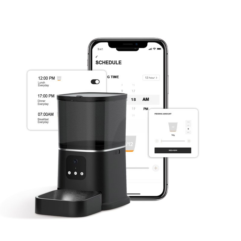 Mobile Phone App Auto Connected Cat Food Smart Automatic Interactive Pet Feeder Dispenser With Camera