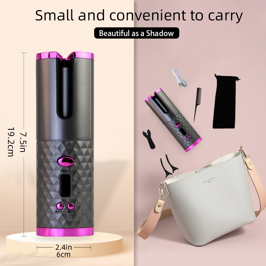 4000 MAh Portable Travel Hair Curler USB Rechargeable Cordless Automatic Curling Iron With LCD Display 6 Temps