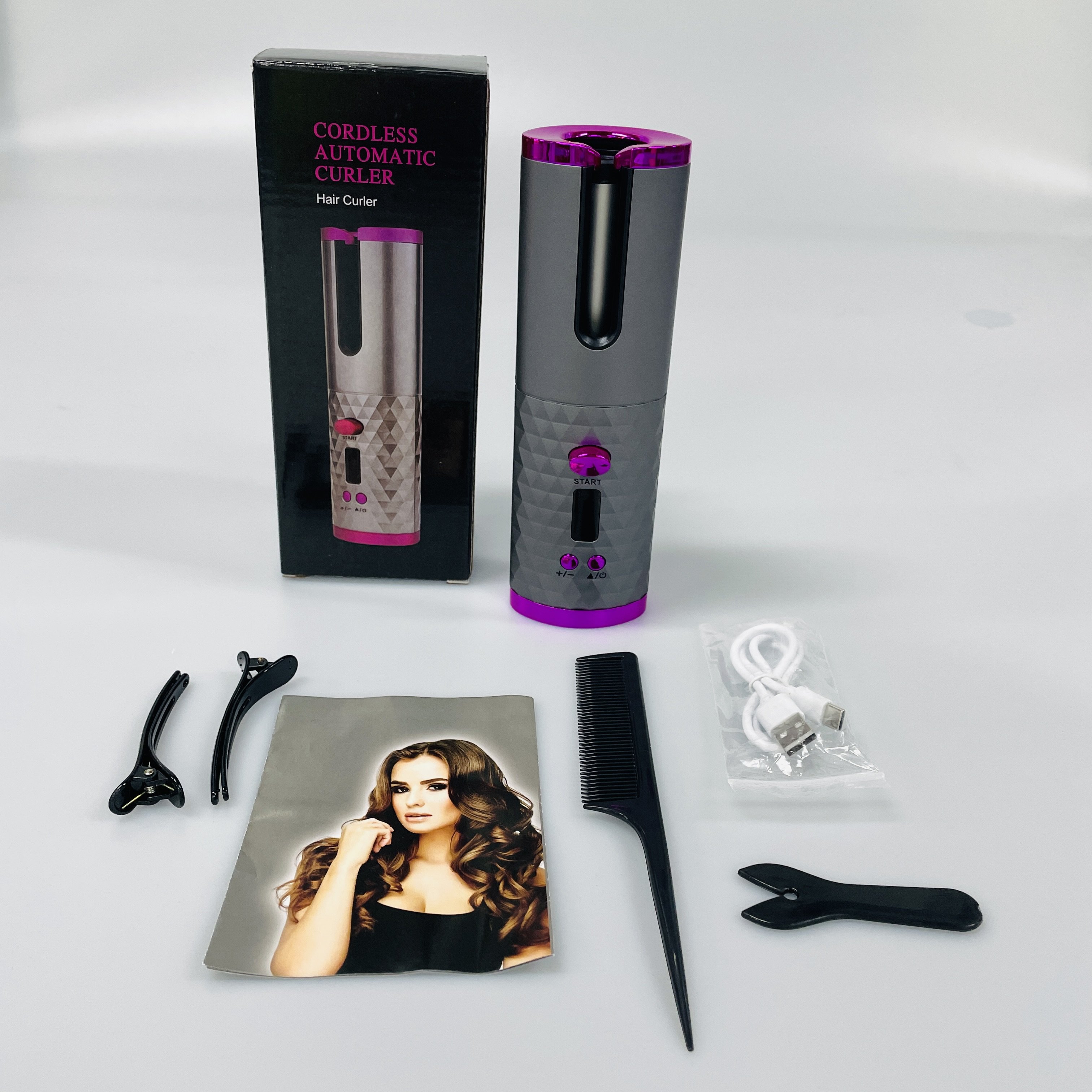 4000 MAh Portable Travel Hair Curler USB Rechargeable Cordless Automatic Curling Iron With LCD Display 6 Temps