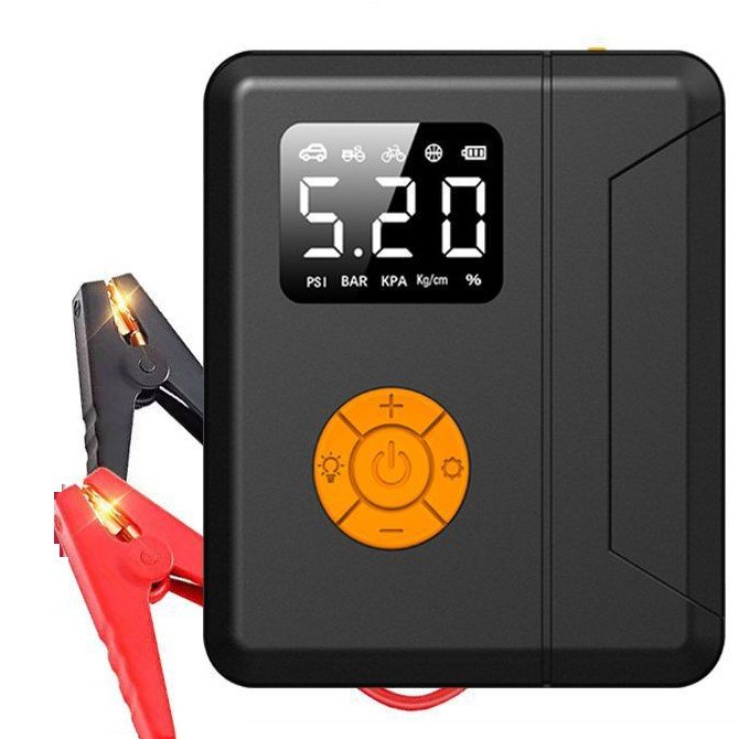 M60 Portable Electric Tire Inflator Pump Power Bank Car Air Compressor Pump Auto Stop in 5 Nozzles 15v With Car Jump Starter