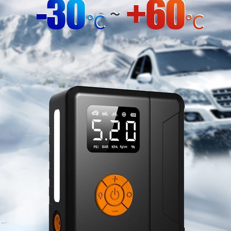 M60 Portable Electric Tire Inflator Pump Power Bank Car Air Compressor Pump Auto Stop in 5 Nozzles 15v With Car Jump Starter